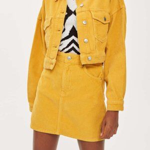 Topshop Moto Yellow Corduroy Mini Skirt